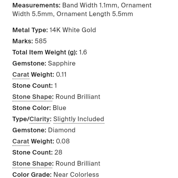 RING 14K White gold Sapphire and Diamond Cocktail ring size 6.5 - Picture 9 of 9